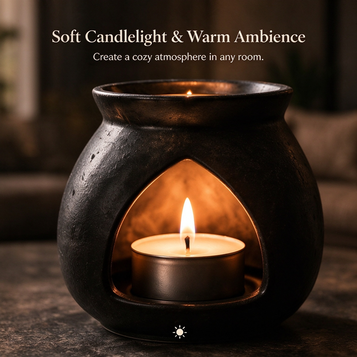Ceramic Essential Oil Burner – Black