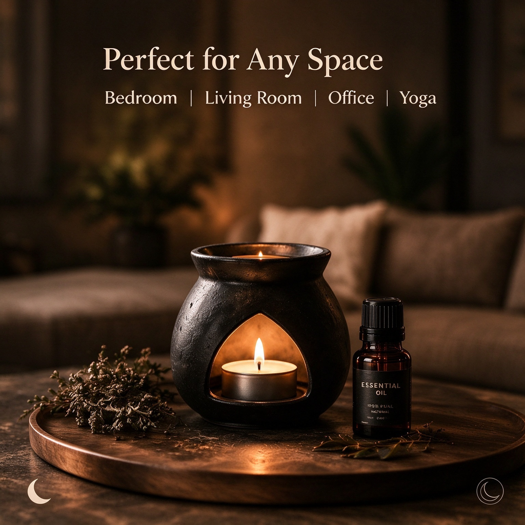 Ceramic Essential Oil Burner – Black