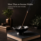 Sculpted Black Ceramic Incense Holder